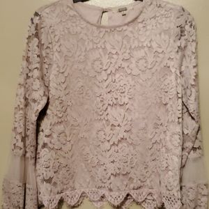 Gimmicks blush Lace Crochet Blouse Sz S